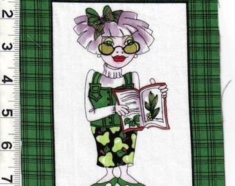 Loralie Cool School Biology Teacher Lady quilt fabric ONE block