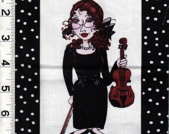 Loralie Cool School Violin Music Teacher quilt fabric ONE block