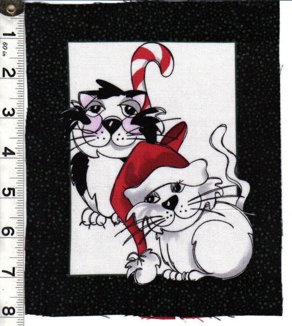 Loralie Christmas Kitty Cat quilt fabric One Block