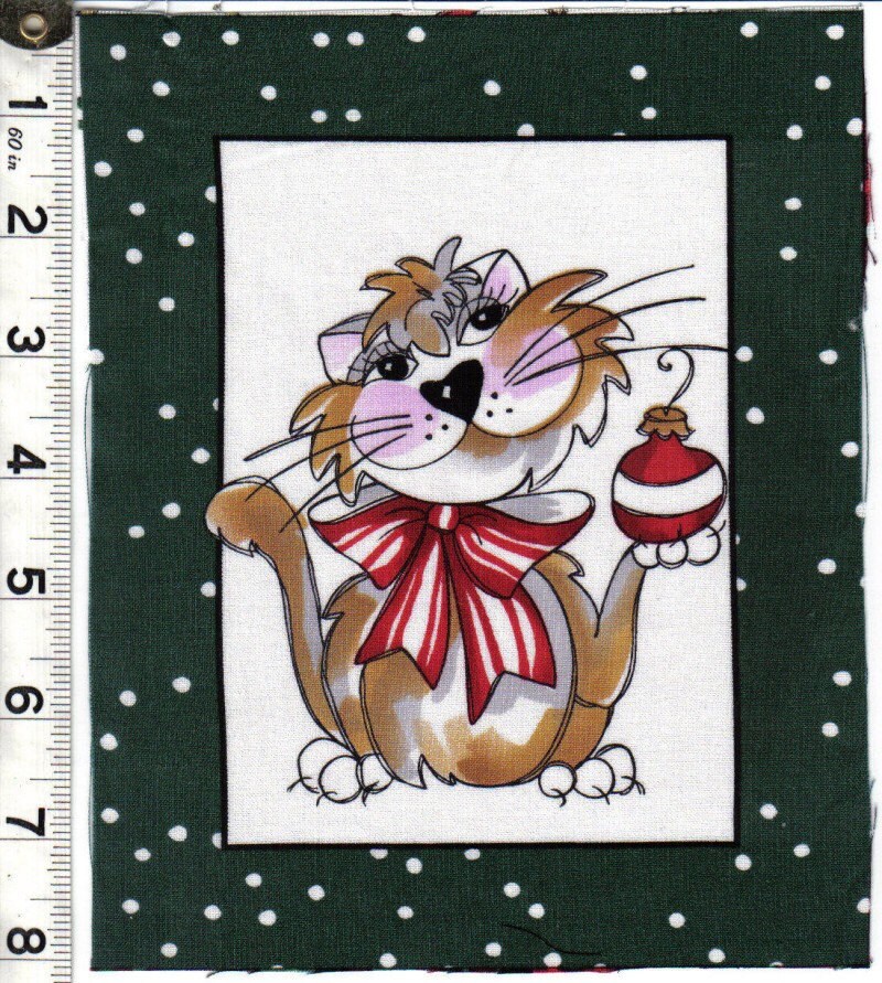 Loralie Christmas Kitty Cat quilt fabric One Block