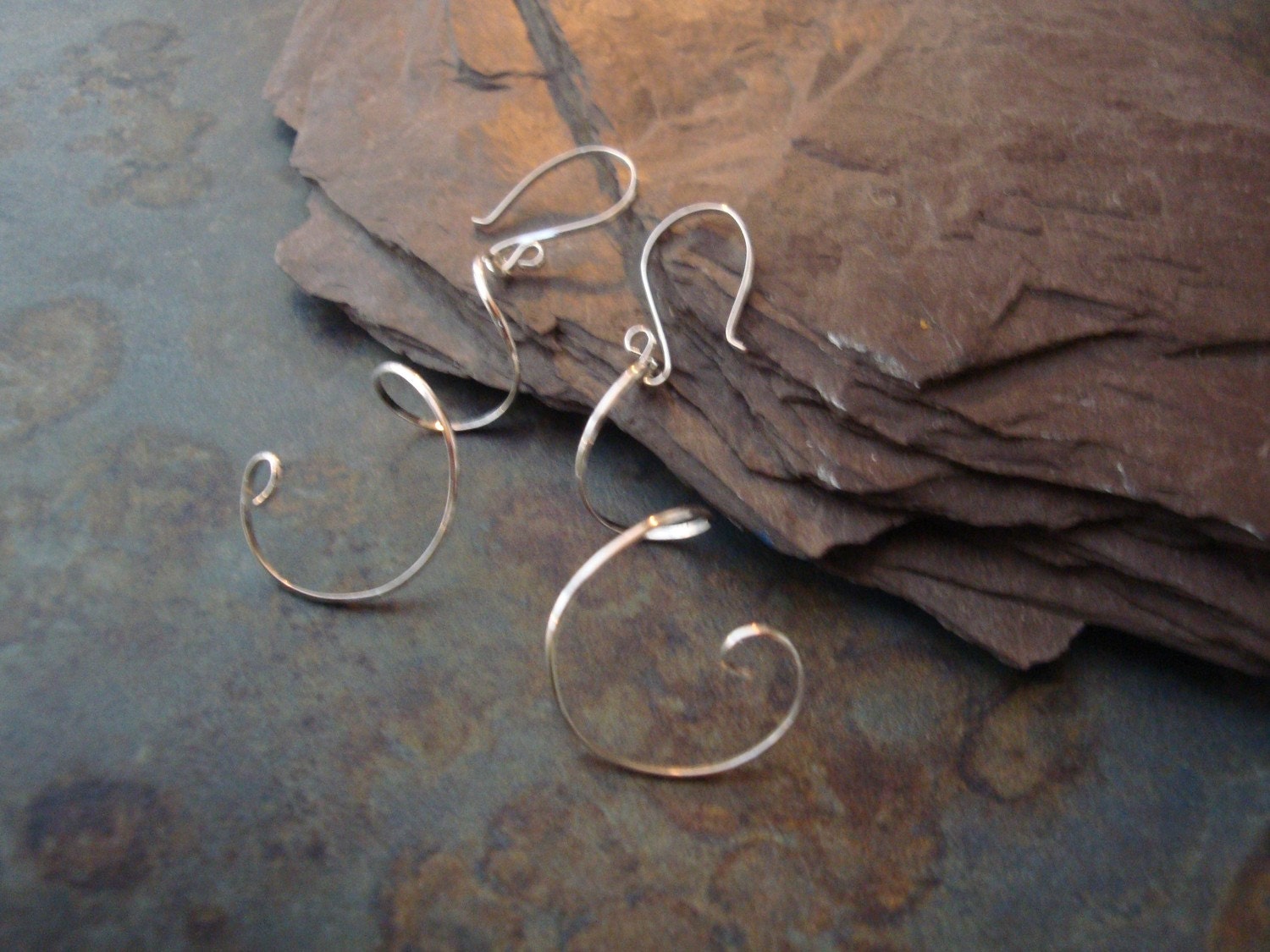 Sterling Silver Ribbon Earrings Tinsel Garland Twisted Long