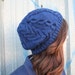 Navy Blue Cabeled Beret Hat Beanie Warm Winter Slouchy Beanie