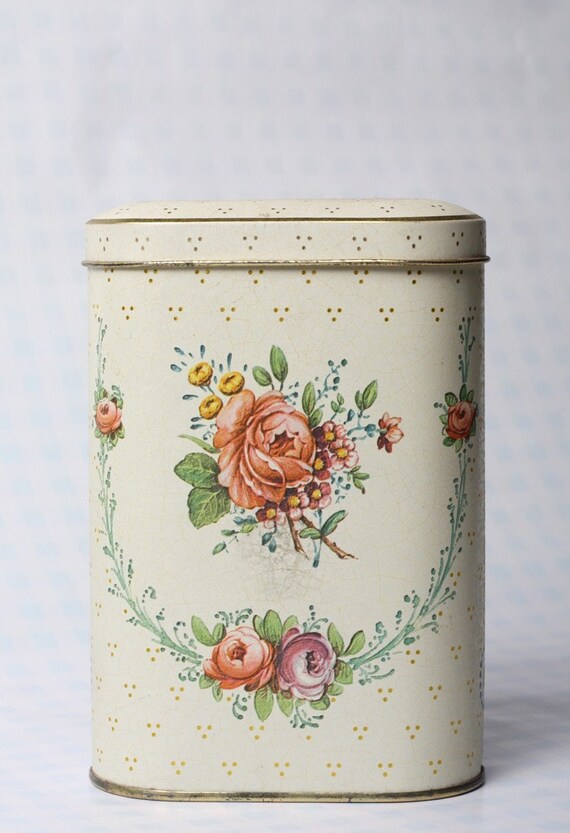 vintage shabby chic flowered metal tea tin vintage shabby chic flowered metal tea tin
