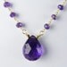 Purple Amethyst Necklace with Large Faceted African Amethyst on a Rosary Style Amethyst and Gold Vermeil Chain