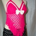 Crochet Halter Apron Top In Shocking Pink and Off White On Sale