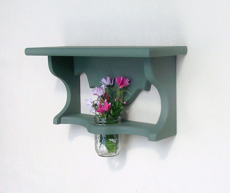 Wood Shelf with Jar Vase Kitchen Shelf Bathroom by LegacyStudio