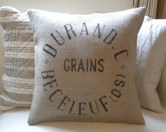 Burlap (hessian) replica French grain sack pillow cover