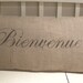 Burlap Bienvenue Welcome French France pillow cover