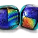 Dichroic Glass Earrings/Earrings/ Fused Glass Earrings/ Post Earrings/Purple, Gold, Green, Blue
