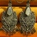 Sterling Silver Filigree Mother of Pearl Inlay Dangle Earrings