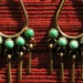 Southwest Sterling Silver Petit Point / Snake Eyes Turquoise Teardrop Dangle Earrings