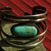 Wide Southwest Sterling Silver Four Band Turquoise Cuff Bracelet