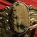 Native American Stamped Sterling Silver Petrified Wood Cuff Bracelet