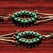 Long Southwest Sterling Silver Petit Point / Snake Eyes Turquoise Dangle Earrings