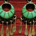 Zuni Sterling Silver Turquoise Inlay Openwork Dangle Earrings