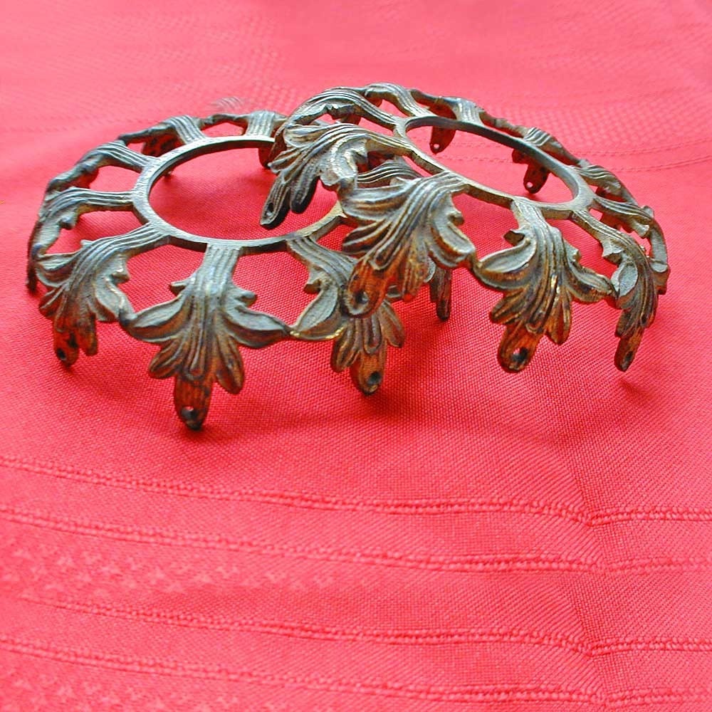 Vintage Pair Brass Metal Bobeches from Chandelier