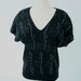 SALE & FREE SHIPPING black V slouchy metallic rainbow sweater tee
