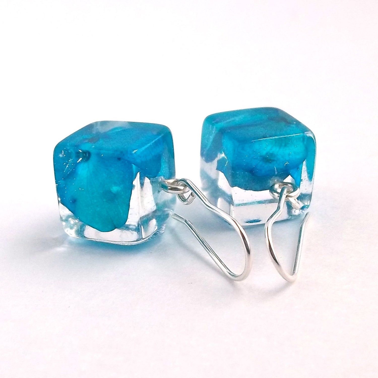 Hydrangea Resin Earrings. Blue Resin by SpottedDogAsheville