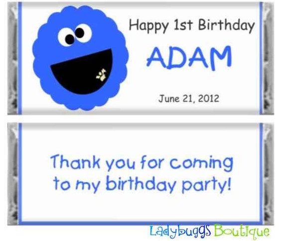 Cookie Monster Happy Birthday Candy Bar Wrapper Party Favor