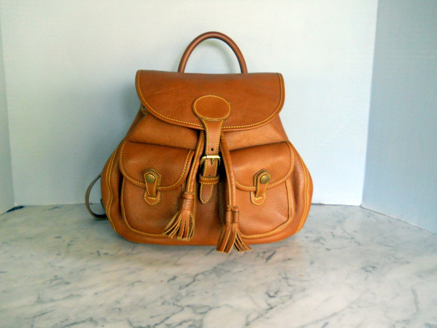 Dooney & Bourke Honey Leather Draw String Backpack