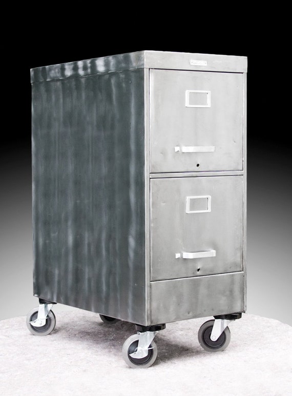 Items similar to Vintage Brushed Steel, Two Drawer File on Etsy