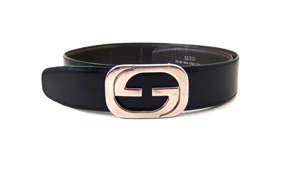 Vintage GUCCI Womens Silver Black Belt by COTIVE on Etsy
