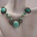 1920s Singed Art Deco EGYPTIAN REVIVAL Czech Green Peking Glass Vintage Antique Necklace