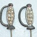 1800s Pair Victorian Sword Rhinestones Antique Hatpins