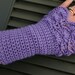 Arm warmers Fingerless Gloves In Lavender African Violet with Peacock Pattern Amethyst