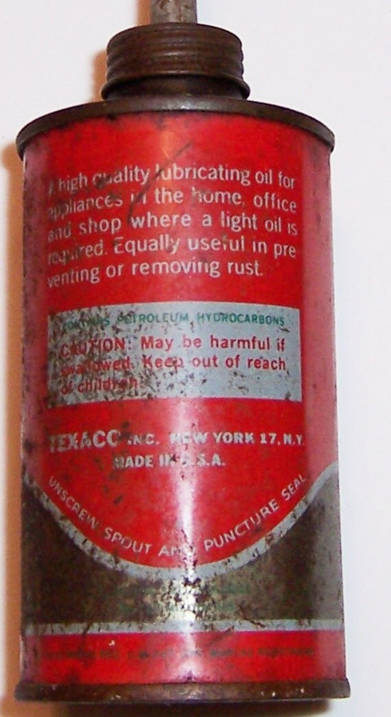 Vintage TEXACO Home Lubricant Small OIL CAN Rusty Chippy