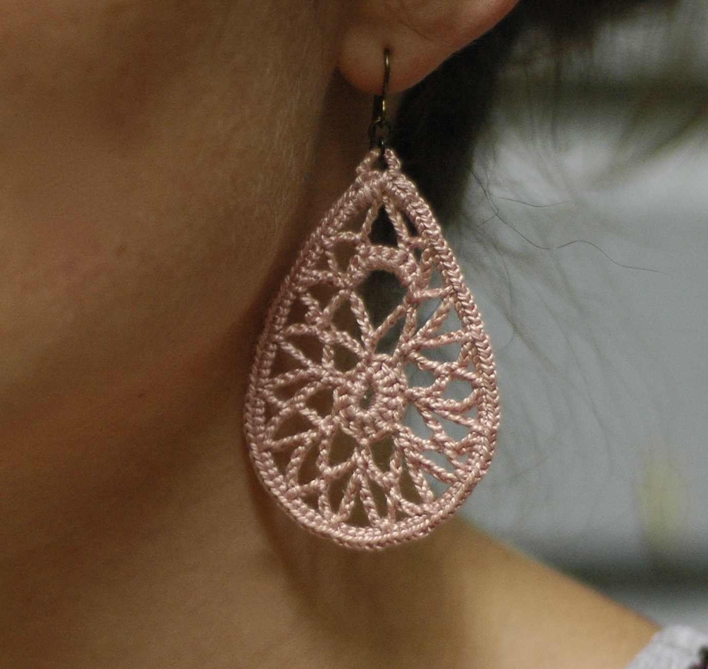 Crochet Lace Earrings Pewter