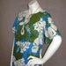 60s Hawaiian dress 1960s 70s 1970s BLUE GREEN Hawaiian Luau Hibiscus print floral flowers maxi dress hem to desired length