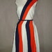 60s dress 1960s vintage RED WHITE BLUE swirl stripe linen fit flare full skirt July 4th swing dress