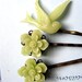 Green sakura with green dove hair bobby pin 3pcs mix match