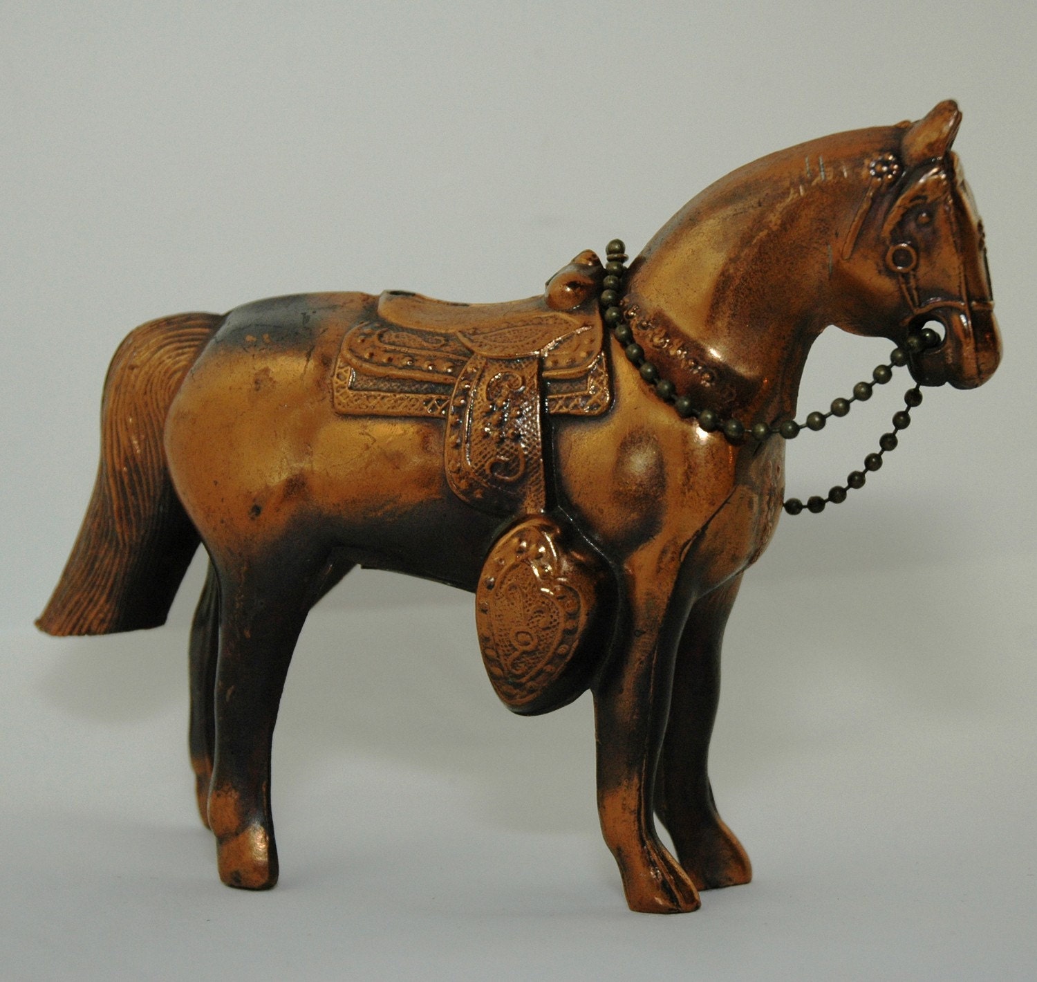 Vintage Copper Standing Horse Coin Bank