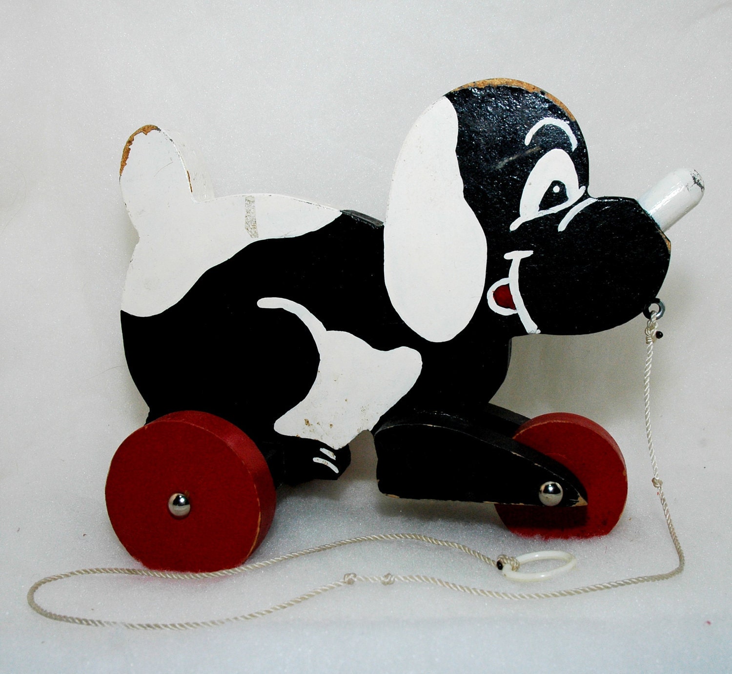 Dog Pull Toy Vintage Handmade Folk Art Child's Toy