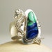 Sterling Silver Seahorse Ring, Bisbee Azurite and Malachite, Natural Blue and Turquoise Stone, Handmade Jewelry-Reserved for Cadey