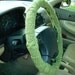 CLEARANCE SALE Fern Green Knit Steering Wheel Cover with safety rubber backing