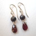 Clearance Sale - Garnet and Pearl Earrings - Sterling Silver Beaded Briolette Dangle Earrings