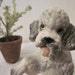ON HOLD PAMELA vintage Poodle dog statue, gray and white, French, Paris apartment, dog lover, cottage decor