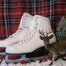 vintage White Ice Skates, Winter Christmas home decor, shabby chic to rustic lodge, monogrammed women's ice skates.