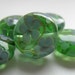 Lampwork Bead Set green floral straight sided lentil glass beads "Spring" SRA UK