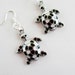 Cute Turtle Earrings Black White Silver Kitsch