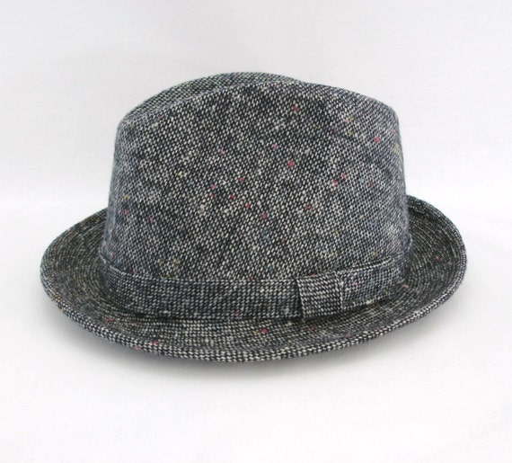 Mens Vintage Hat Fedora Grey Tweed Dorfman Pacific