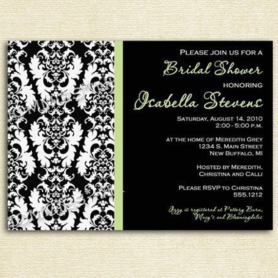 Items similar to Damask Border with Black Background Bridal Shower ...