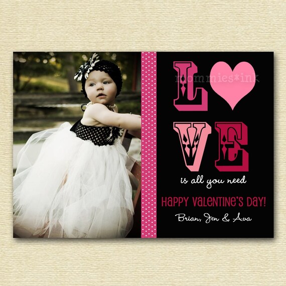 Love is All You Need Valentine Photo Card - Printable Photo Card Design Il_570xn