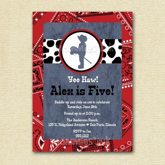 Little Cowboy Bandana Birthday Party Invitation PRINTABLE