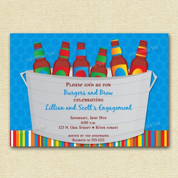 Bucket of Beer Couples Shower Invite - PRINTABLE INVITATION DESIGN Il_570xn