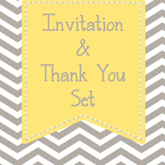 Matching Invitation and Thank You Note Set - PRINTABLE DESIGN Il_570xn