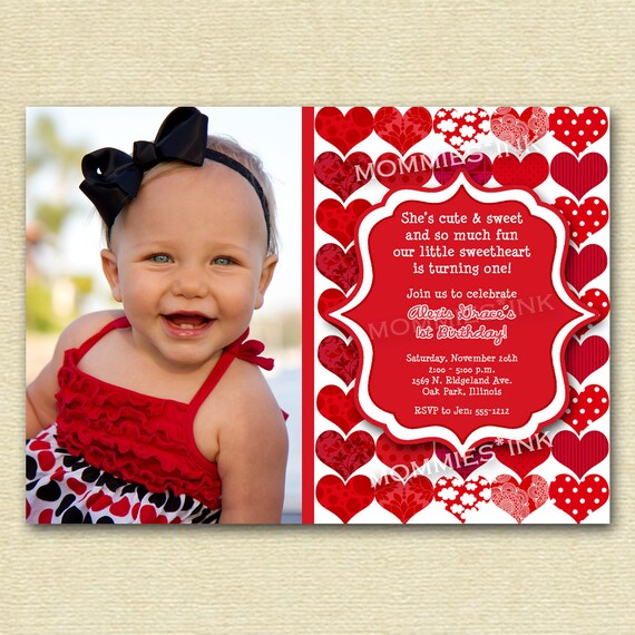 Red Sweetheart Birthday Party Invitation - PRINTABLE INVITATION DESIGN Il_570xn